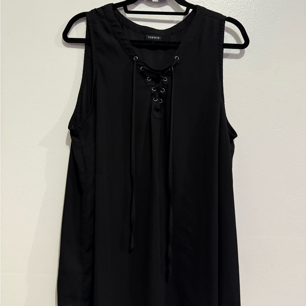 Torrid Black Sleeveless Lace-Up Blouse